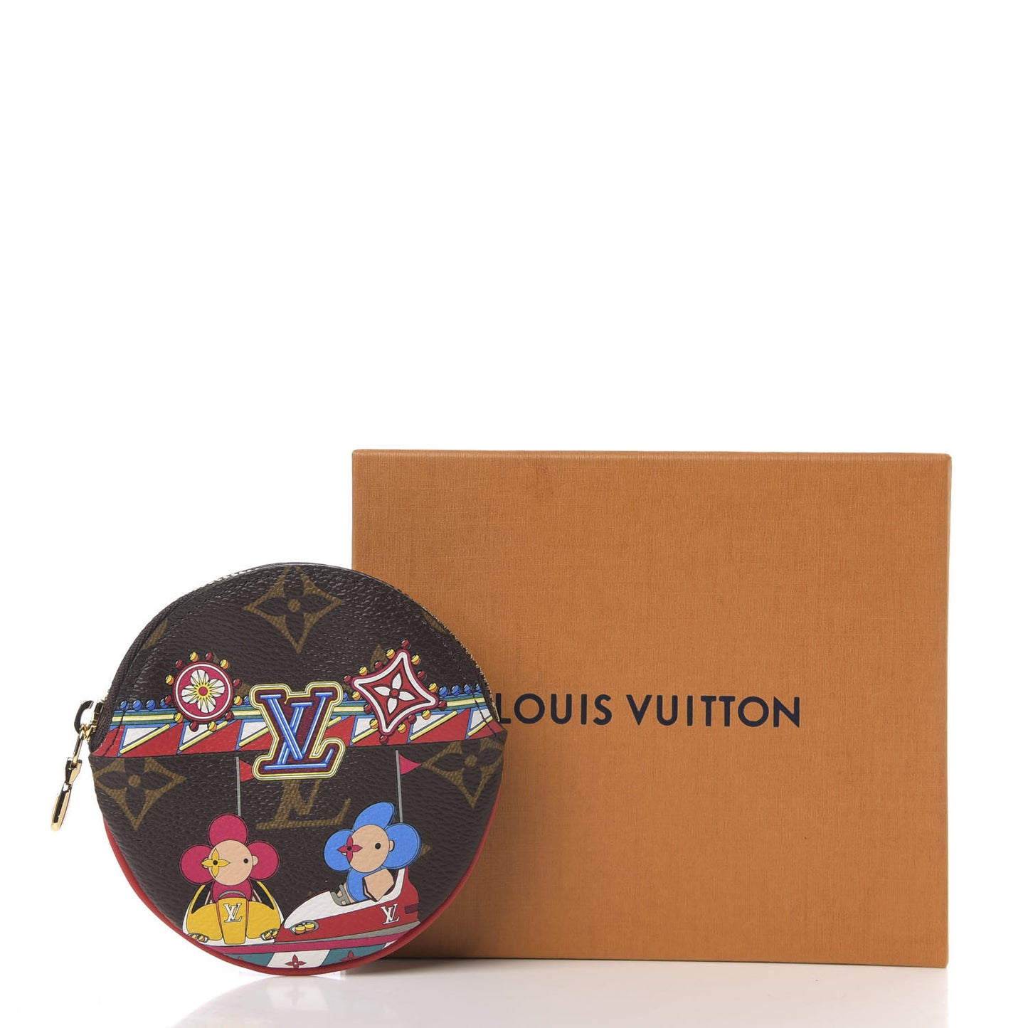 Monogram 2020 Christmas Animation Bumper Cars Round Coin Purse Coquelicot