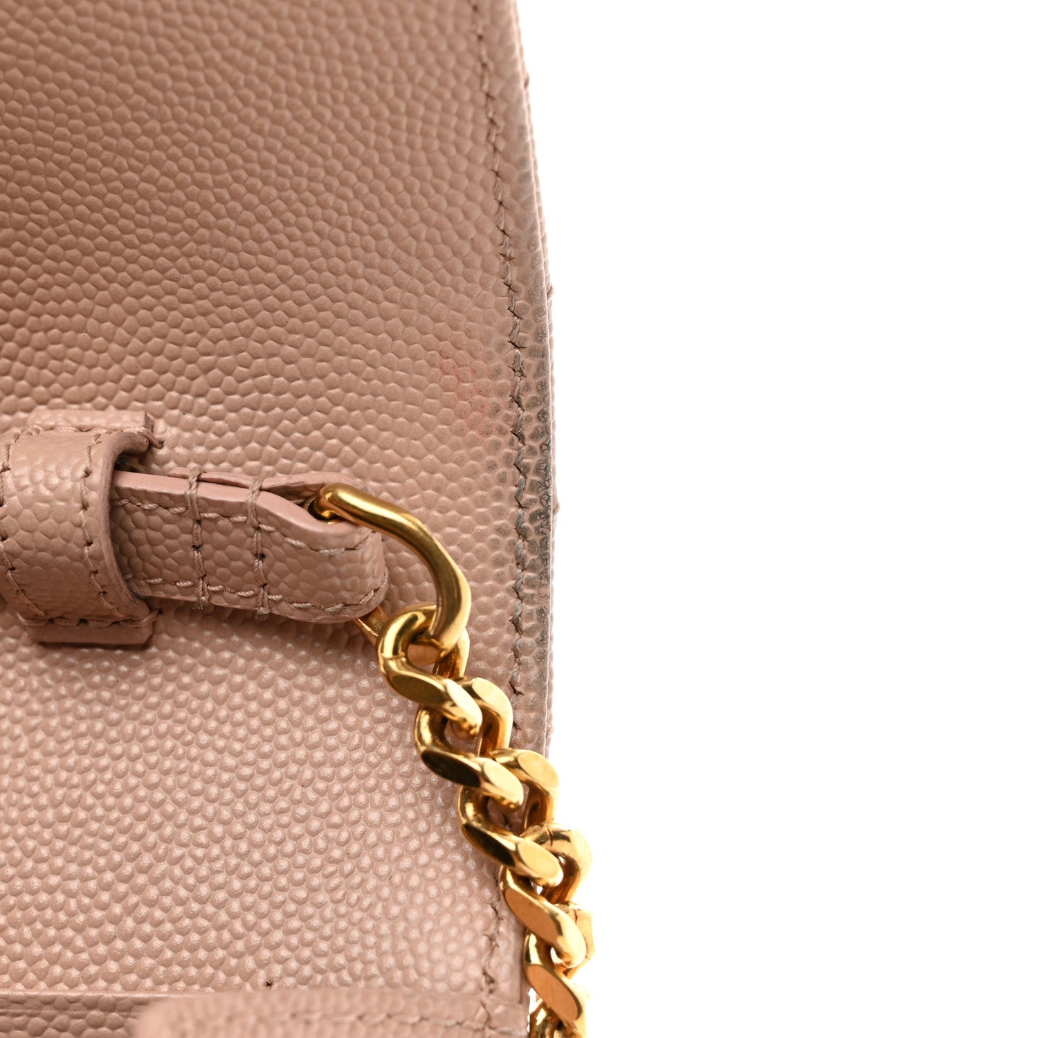Saint Laurent Grain De Poudre Matelasse Chevron Monogram Chain Wallet Pale Pink 8 of 12