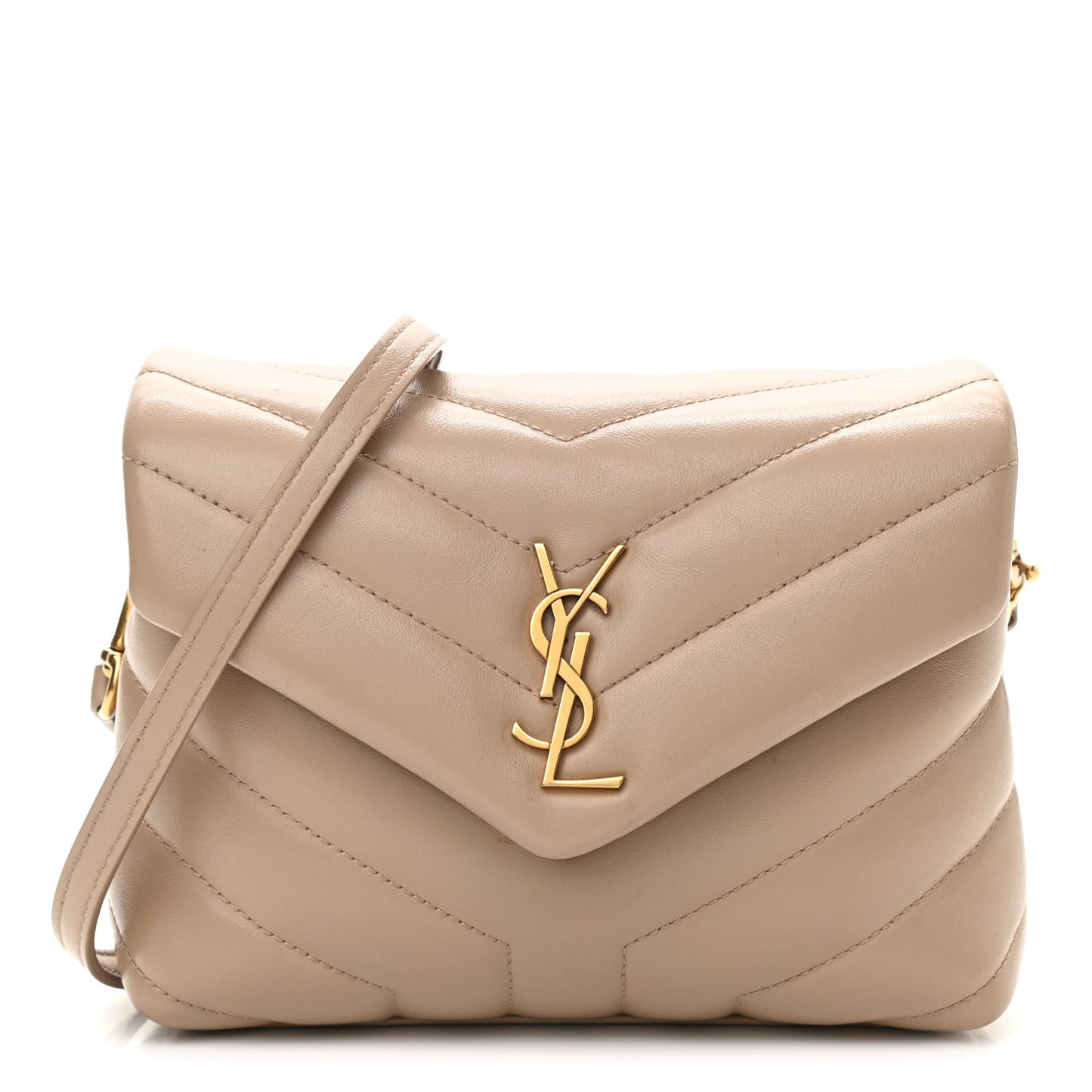 Calfskin Y Quilted Monogram Toy Loulou Crossbody Bag Dark Beige