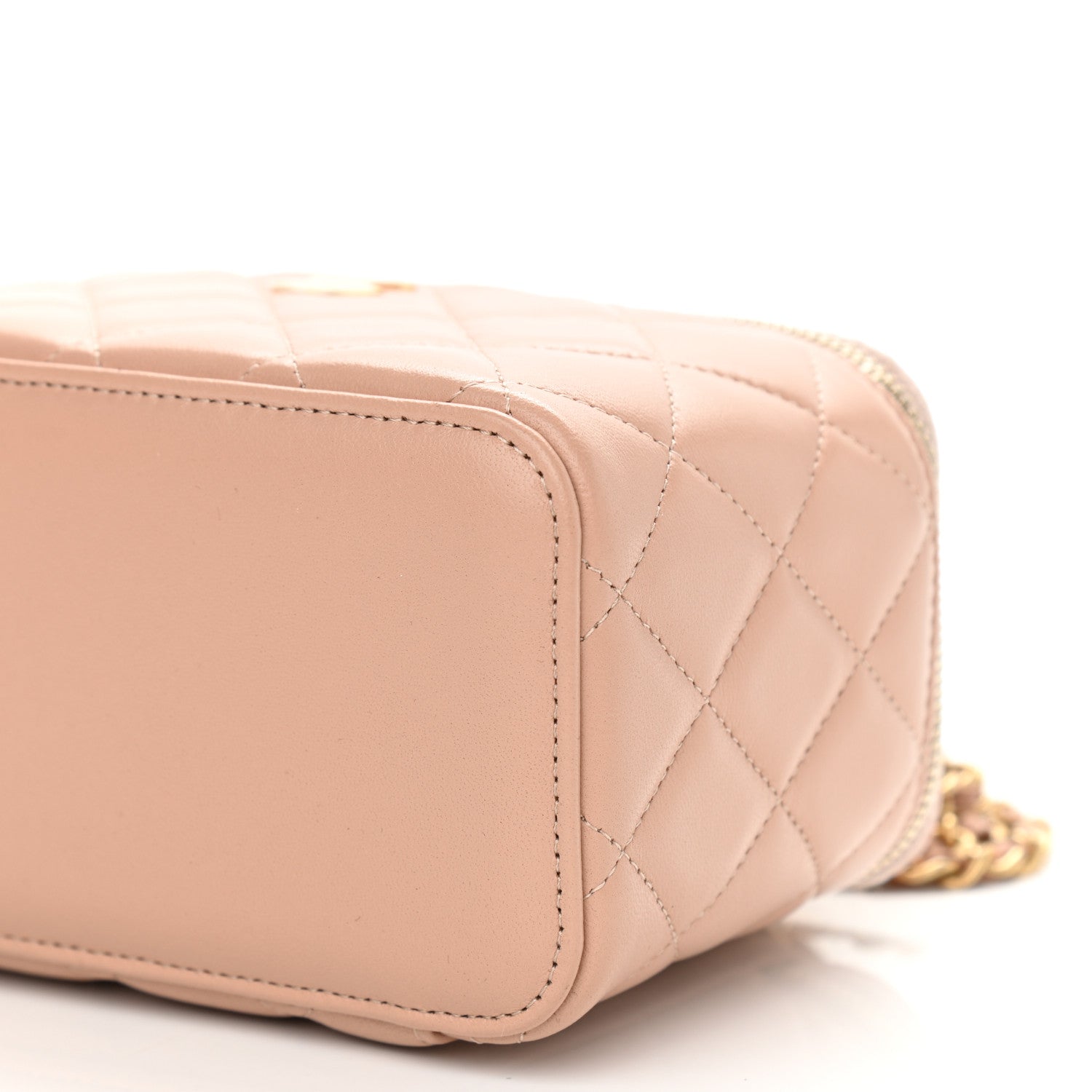 Chanel Lambskin Quilted Small Top Handle Vanity Case With Chain Beige 10 of 11