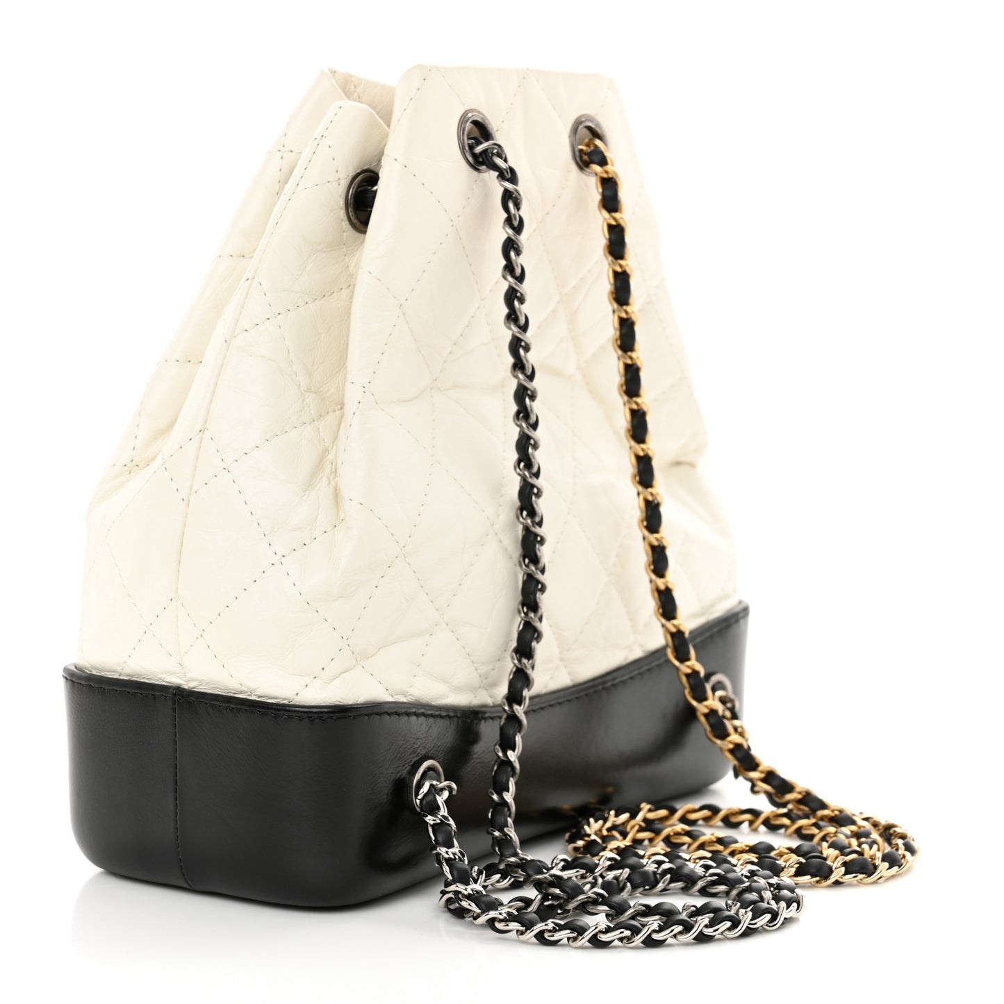 Aged Calfskin Quilted Small Gabrielle Backpack Black White