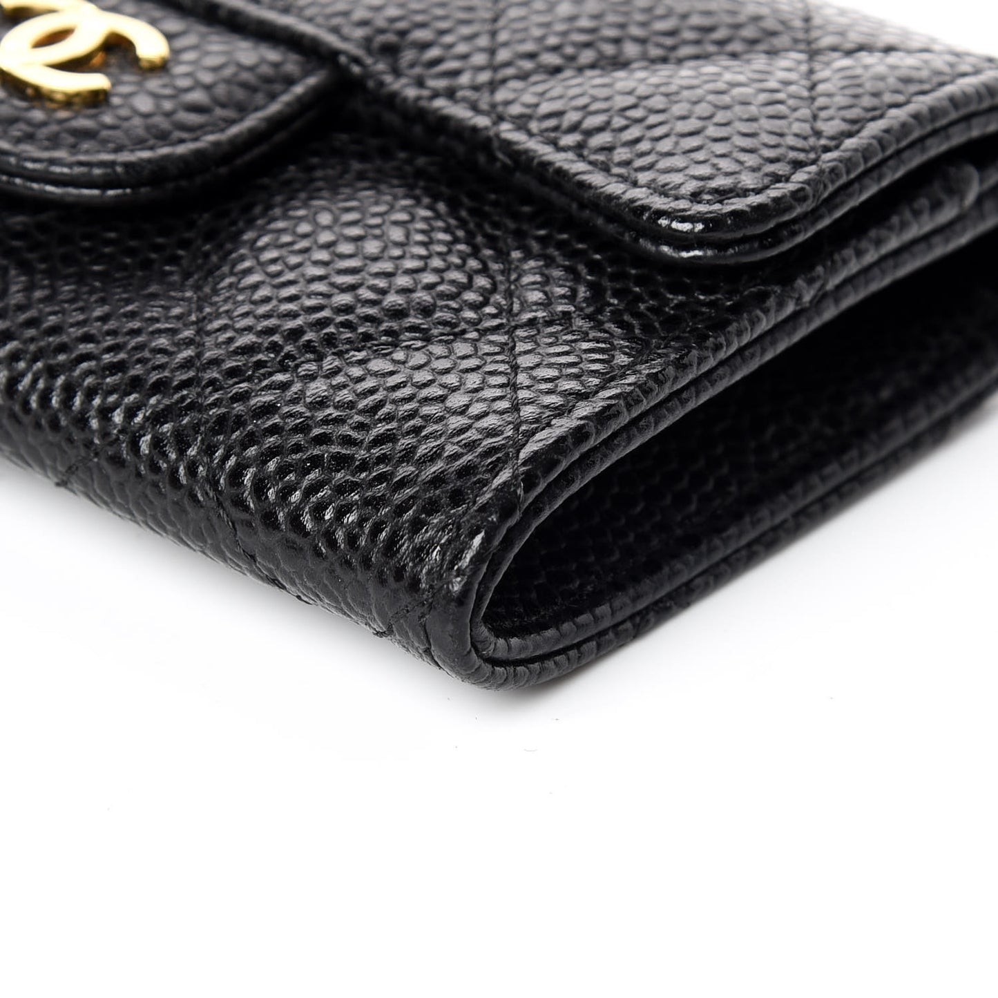 Caviar Quilted Flap Card Holder Black