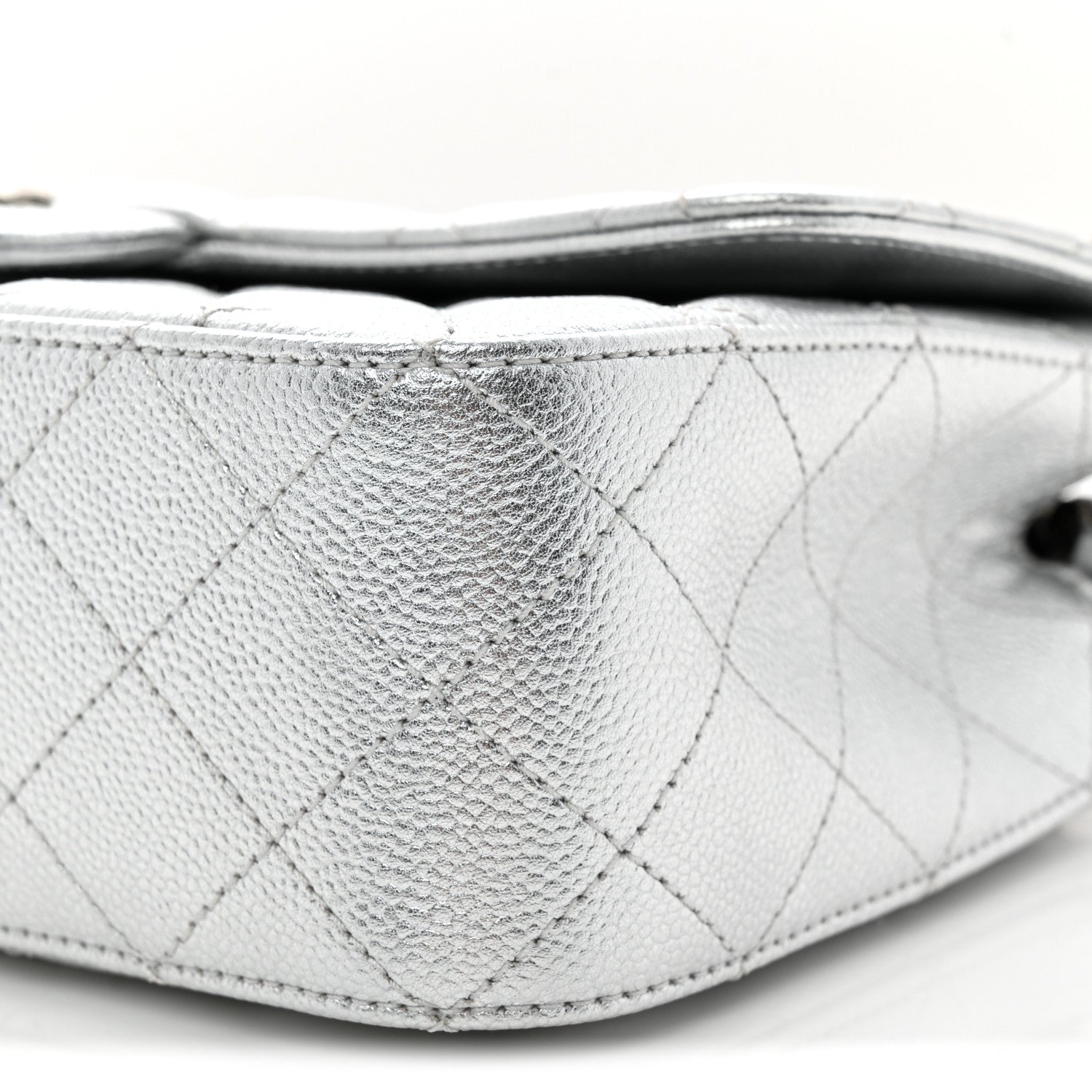 Chanel Metallic Caviar Quilted Medium CC Slide Flap Silver 10 of 10