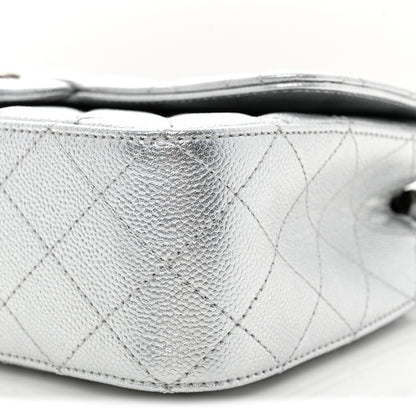 Chanel Metallic Caviar Quilted Medium CC Slide Flap Silver 10 of 10