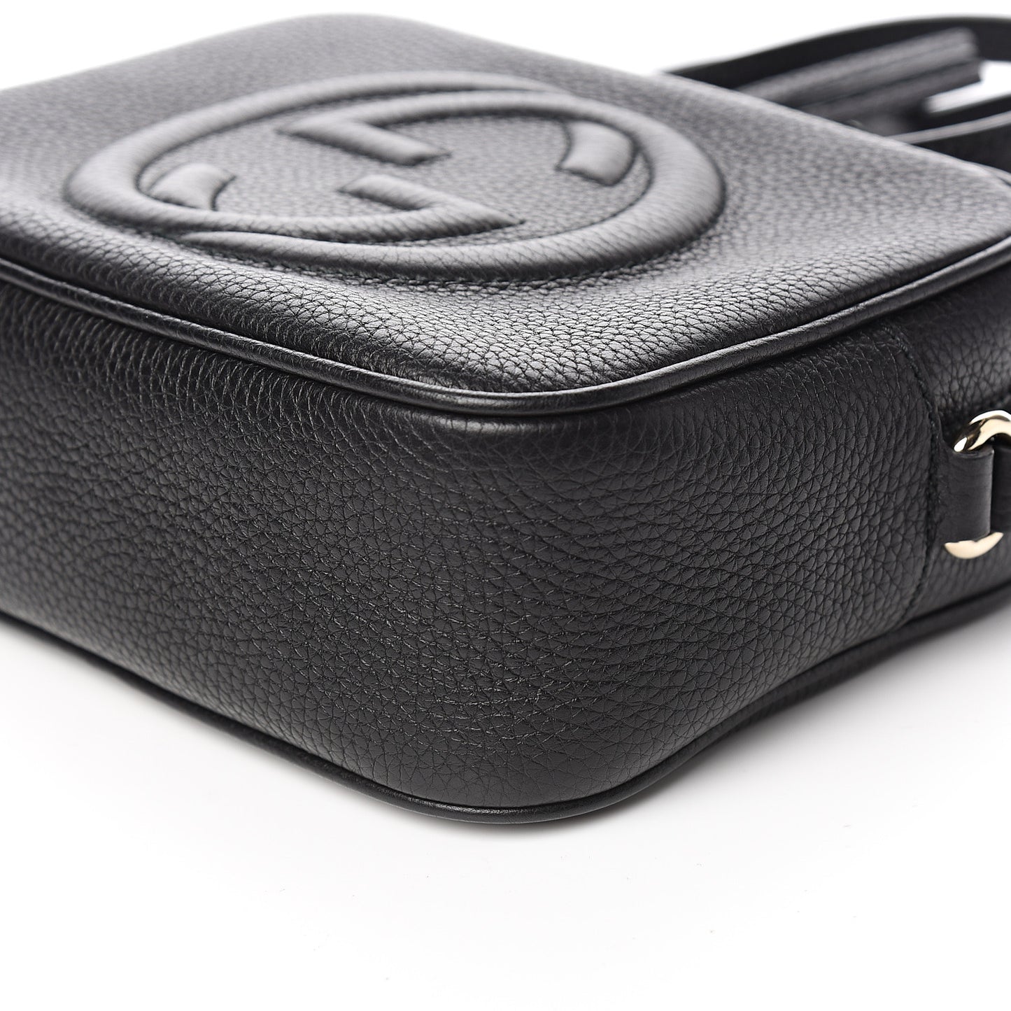 Pebbled Calfskin Small Soho Disco Bag Black