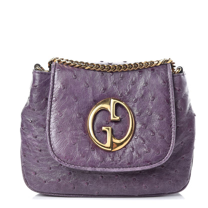 Gucci Ostrich Small 1973 Chain Shoulder Bag Purple 1 of 12