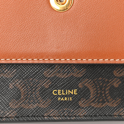 Celine Triomphe Canvas Lambskin Wallet On Strap Tan 7 of 10