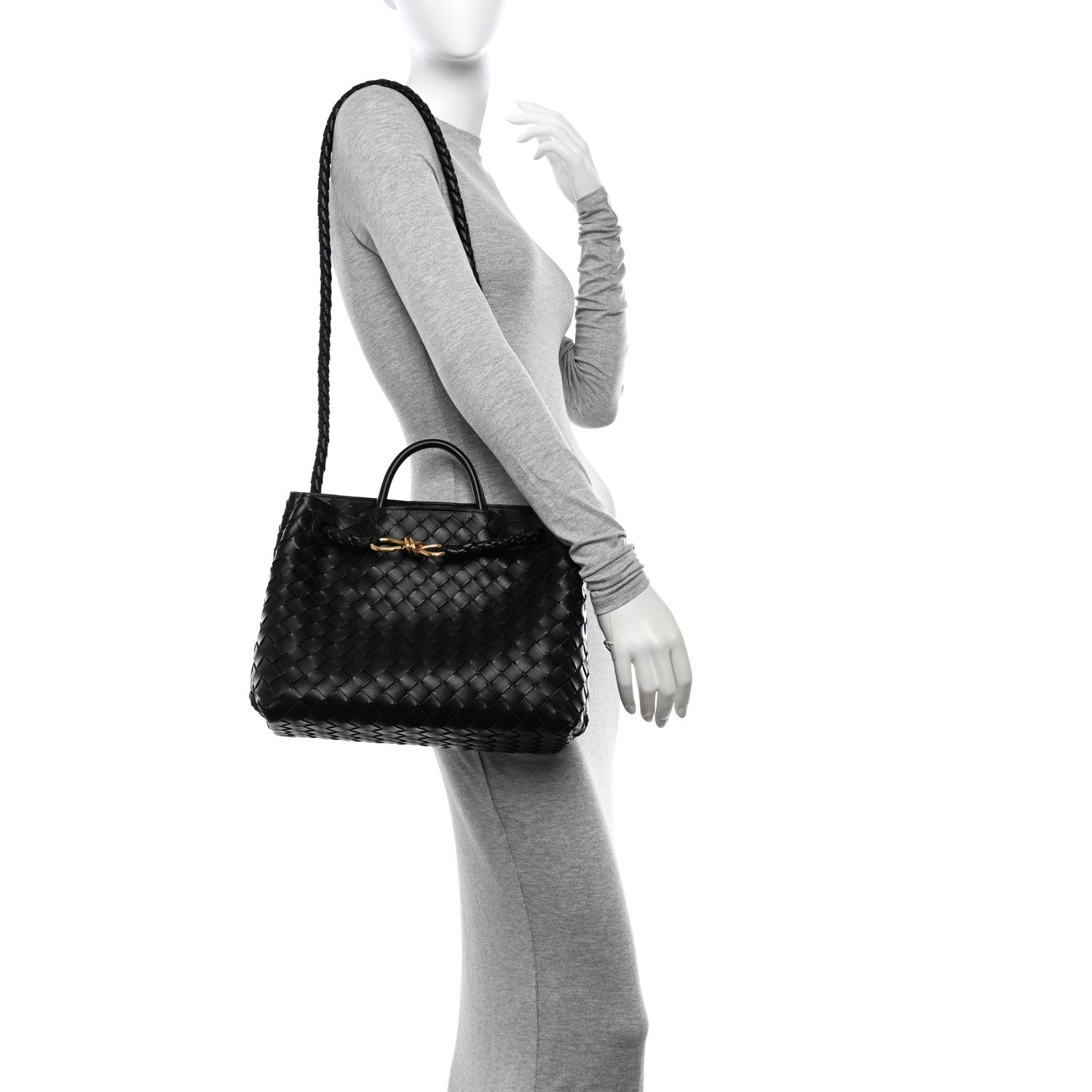 Bottega Veneta Nappa Intrecciato Medium Andiamo Shoulder Bag Black 2 of 10