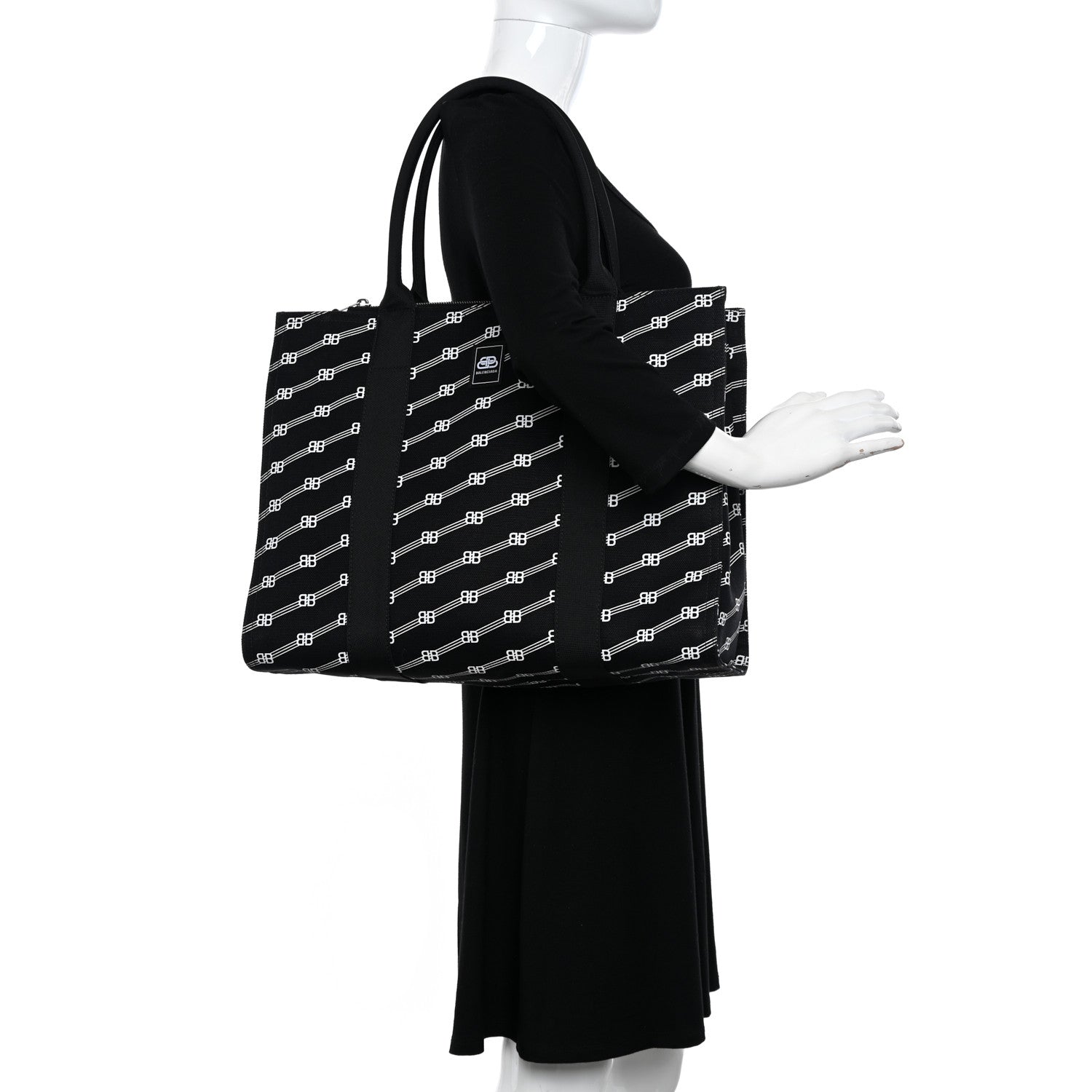 Balenciaga Canvas BB Monogram Tote Black 2 of 9