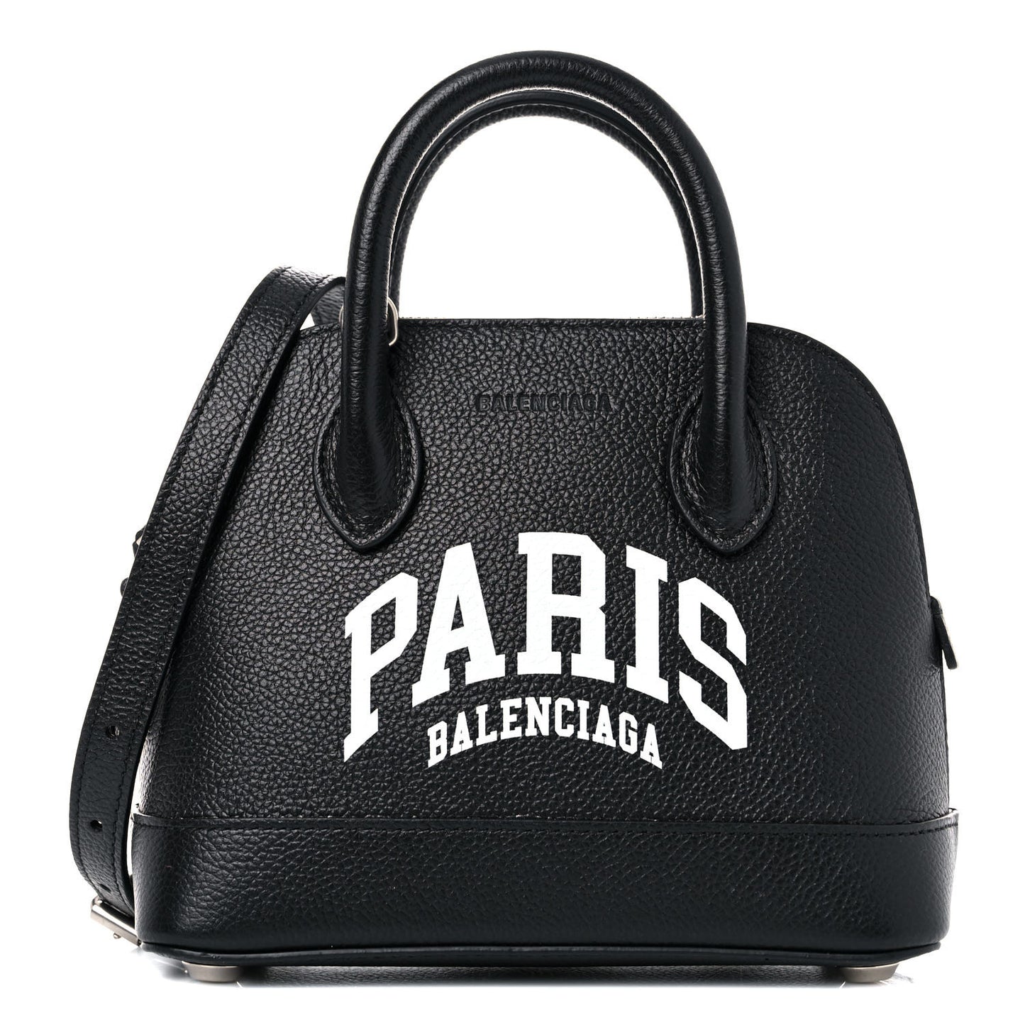 Grained Calfskin Cities Paris XXS Ville Top Handle Bag Black White