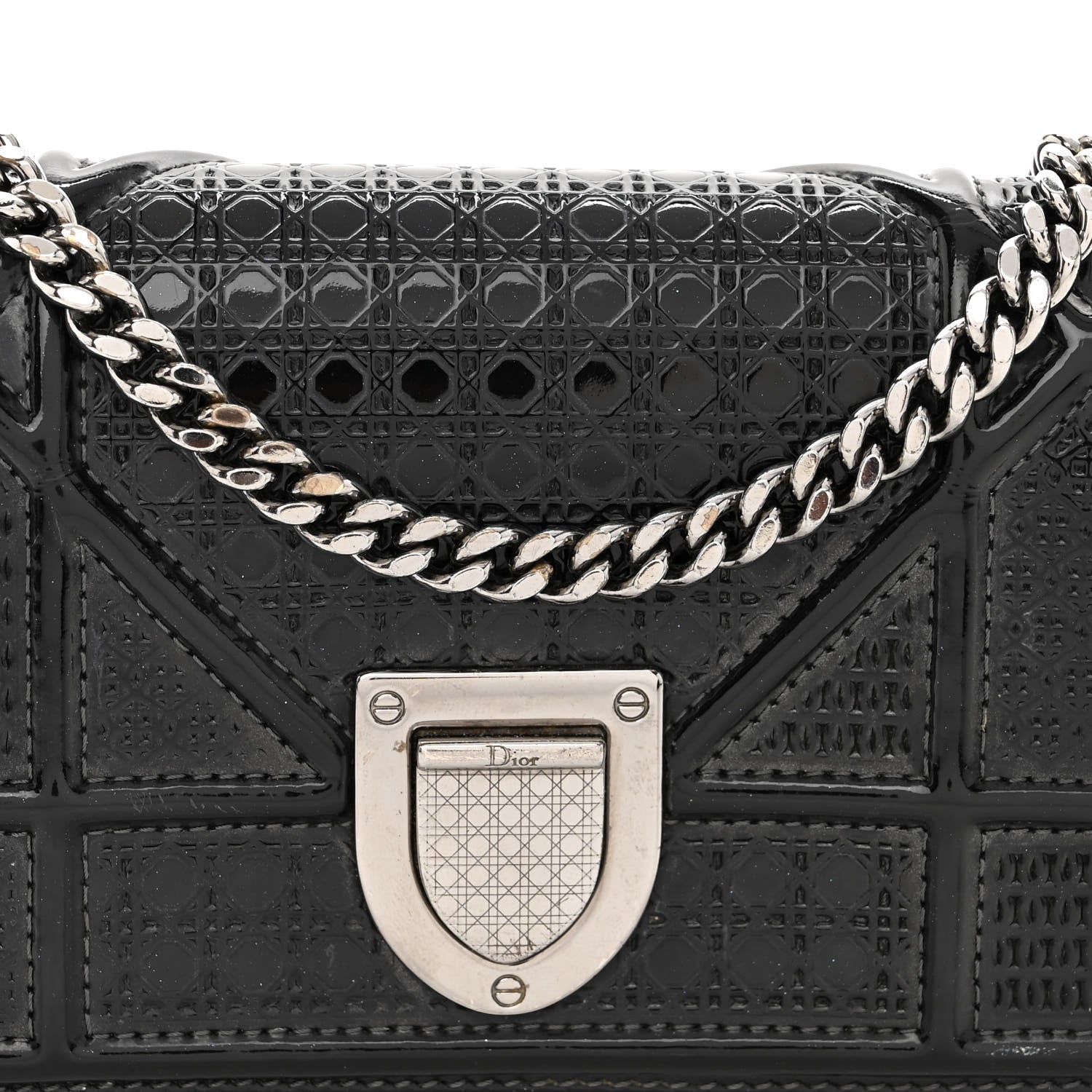 Christian Dior Patent Micro-Cannage Baby Diorama Flap Bag Black 7 of 10