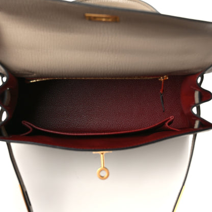 Hermes Chevre Mysore Horseshoe Kelly Sellier 25 Gris Tourterelle Rouge H 5 of 9