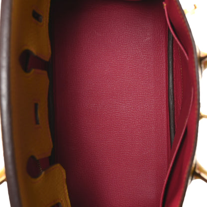 Hermes Chevre Mysore Horseshoe Birkin 25 Jaune Ambre Rose Extreme 5 of 11