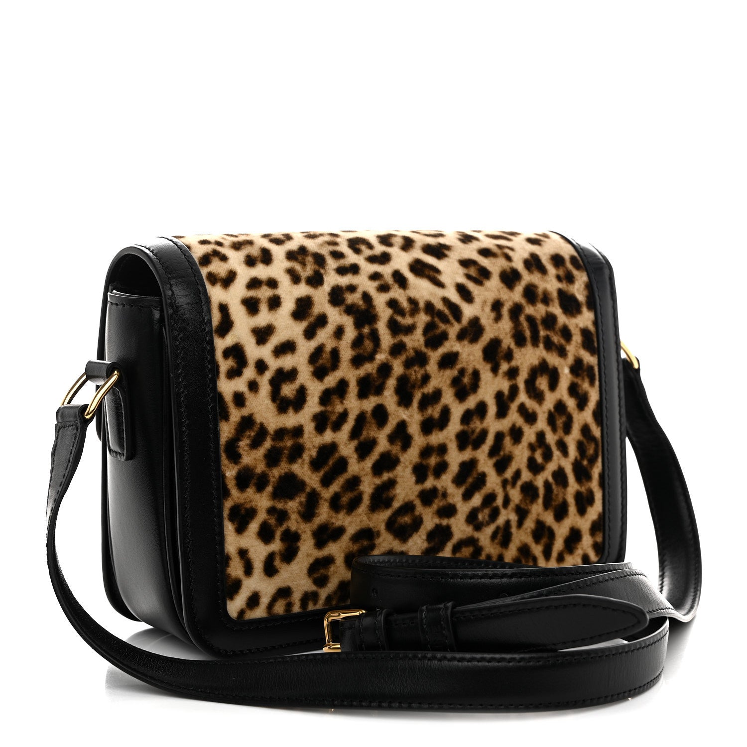 Celine Velvet Calfskin Leopard Print Teen Triomphe Bag Brown Black 3 of 9