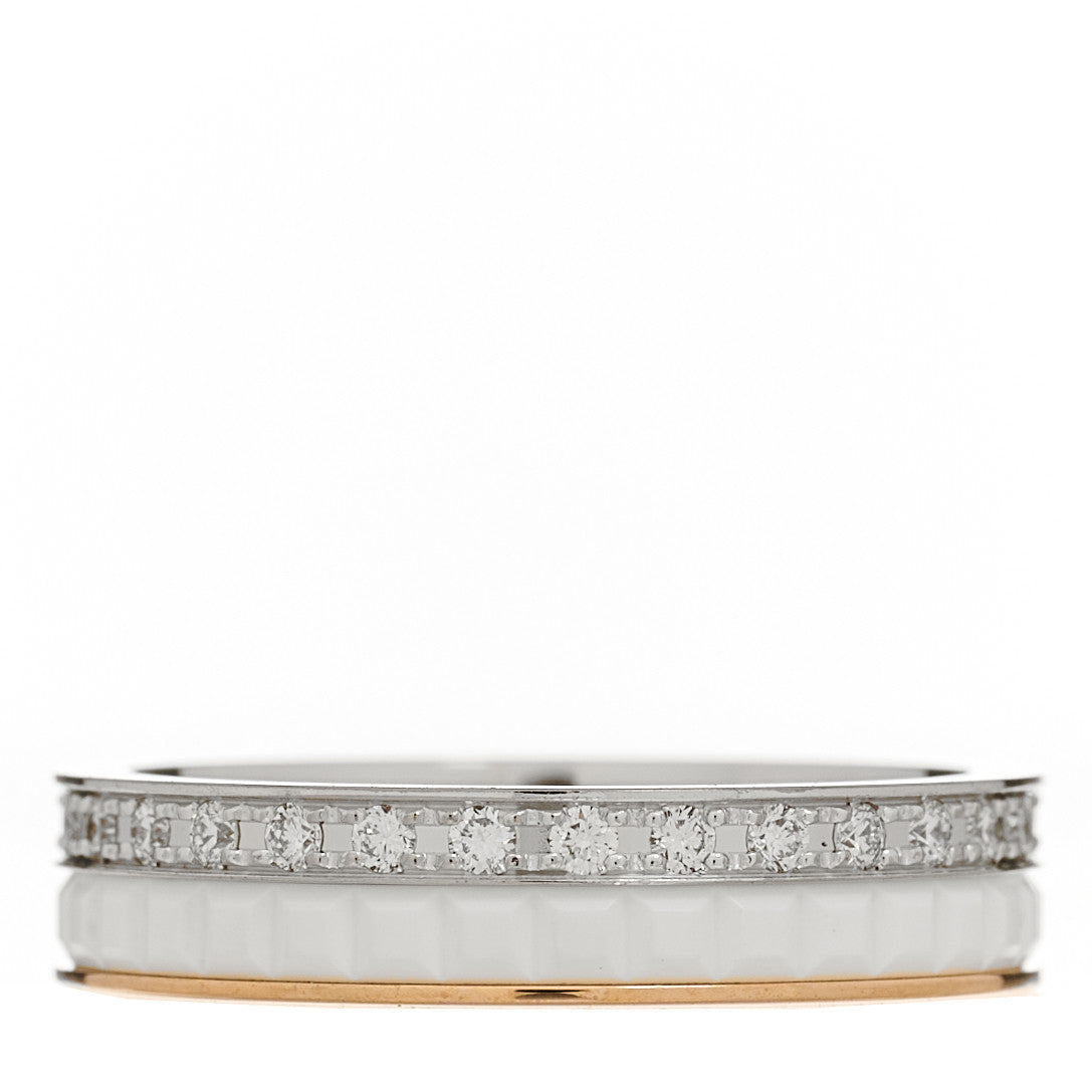 Boucheron 18K Pink White Gold Ceramic Diamond Quatre Classique Wedding Band Ring 46 3.75 3 of 6