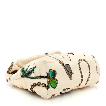 Saint Laurent Terrycloth Summer Print Quilted Small Loulou Puffer Monogram Chain Satchel Multicolor White 4 of 9