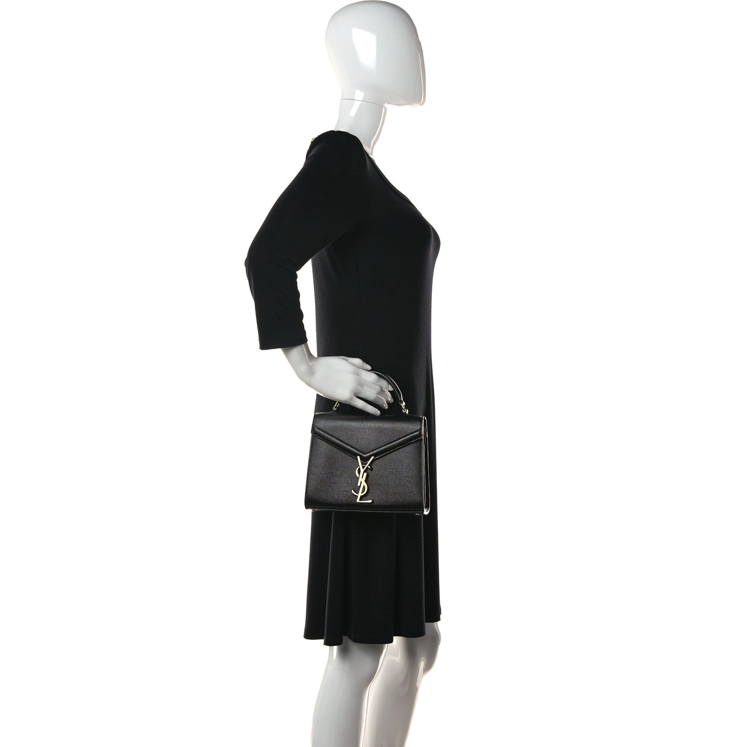 Saint Laurent Grain de Poudre Mini Classic Monogram Cassandra Top Handle Black 2 of 11