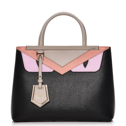 Fendi Vitello Elite Monster Petite 2Jours Tote Multicolor Black Grigio Polvere Multicolor 1 of 9