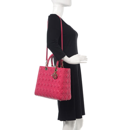 Christian Dior Lambskin Cannage Large Lady Dior Fuchsia 2 of 11