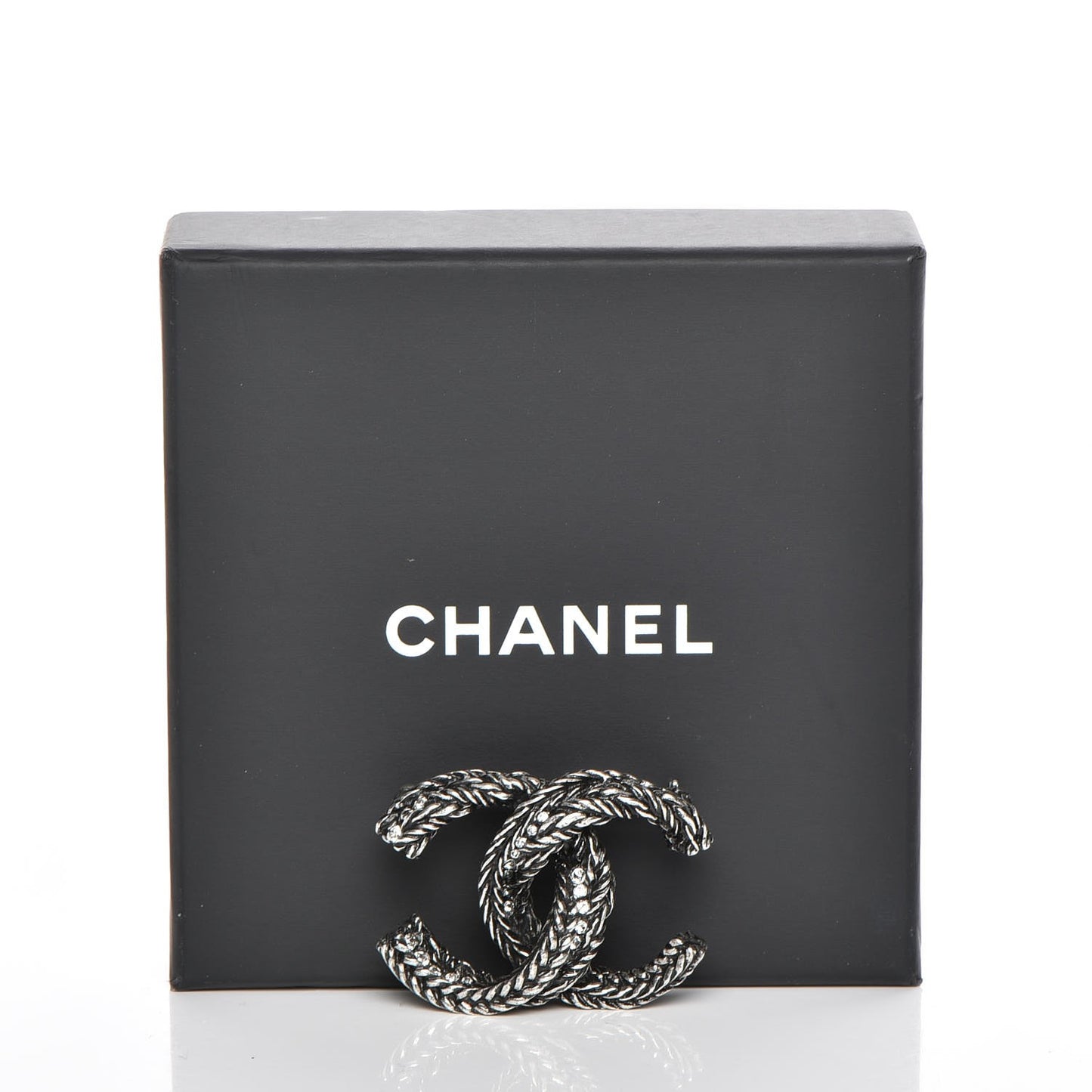 Crystal Ruthenium Braided CC Brooch