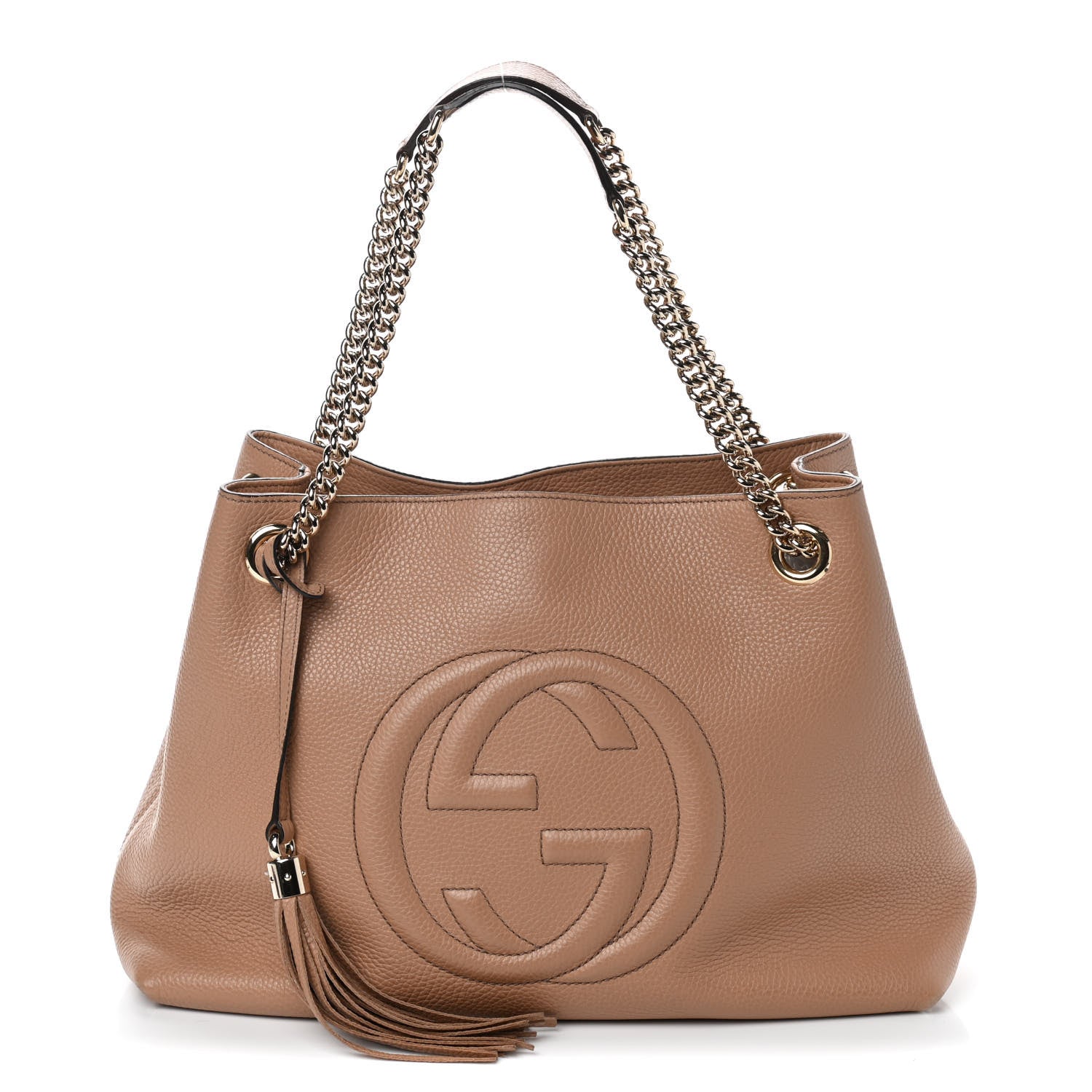 Gucci Pebbled Calfskin Medium Soho Chain Shoulder Bag Rose Beige 1 of 13