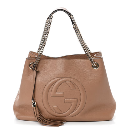 Gucci Pebbled Calfskin Medium Soho Chain Shoulder Bag Rose Beige 1 of 13