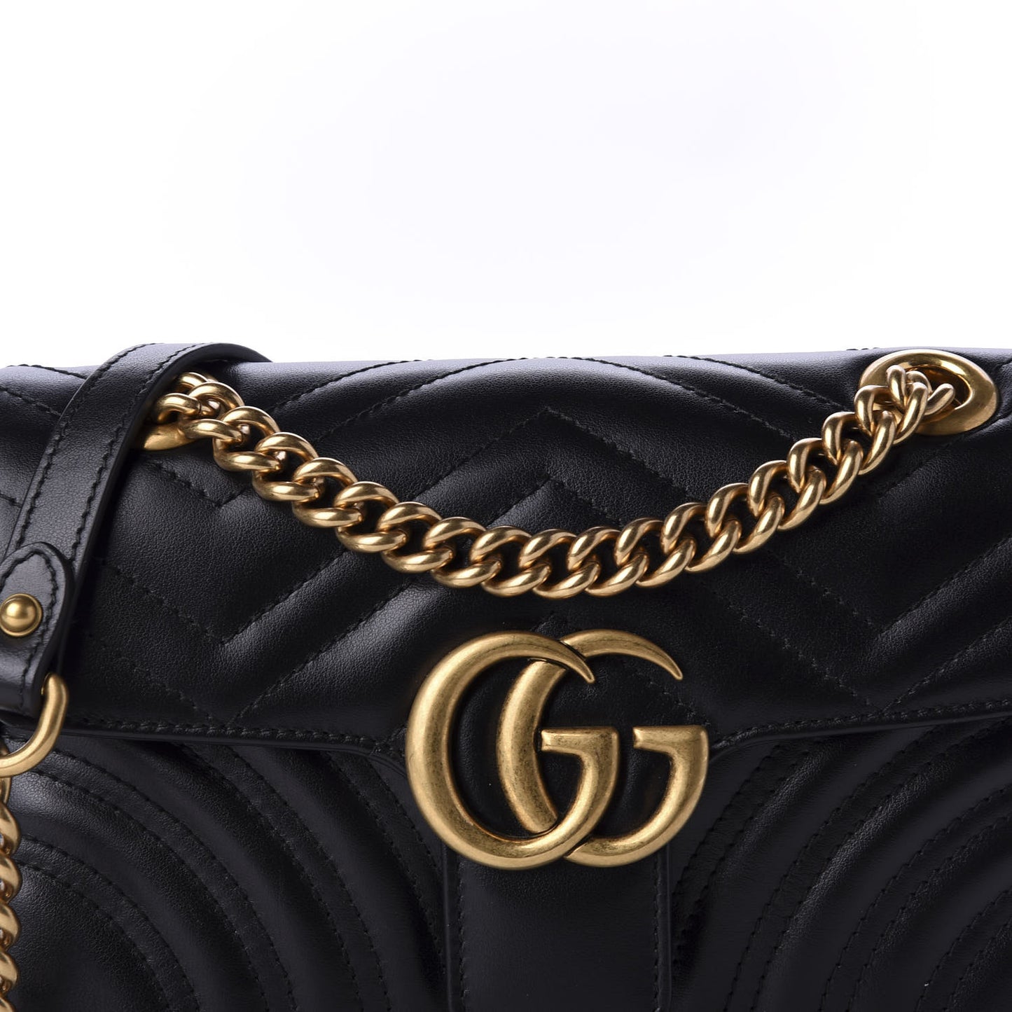 Calfskin Matelasse Mini GG Marmont Shoulder Bag Black