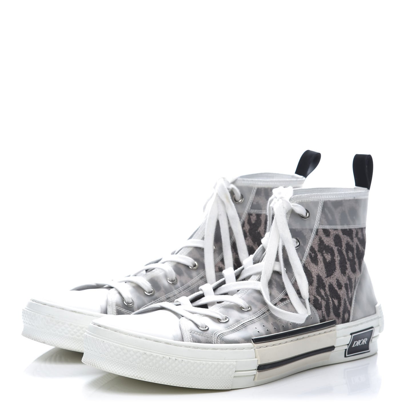 Canvas Leopard Print Mens B23 High Top Sneakers 45 White