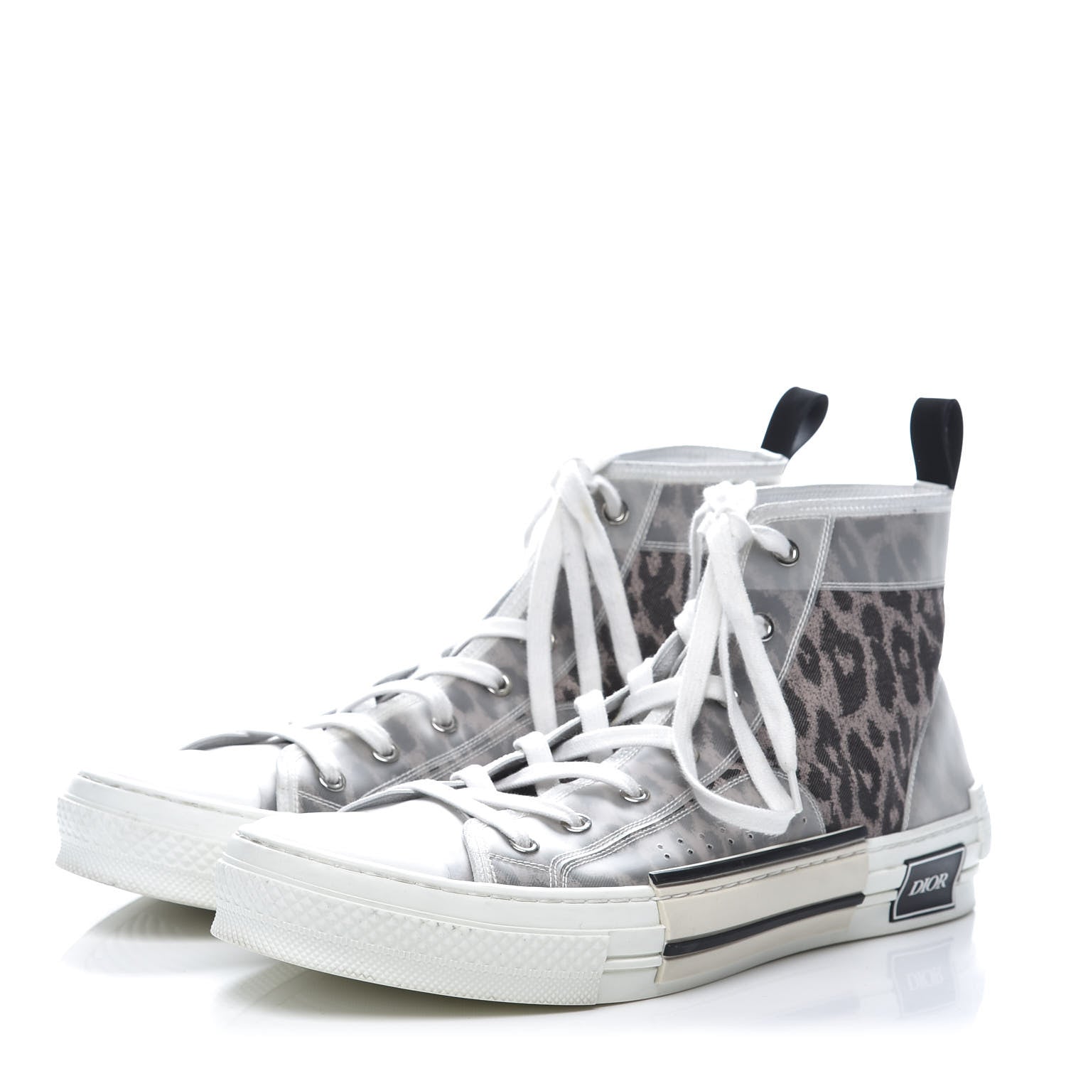 Christian Dior Canvas Leopard Print Mens B23 High Top Sneakers 45 White 3 of 10
