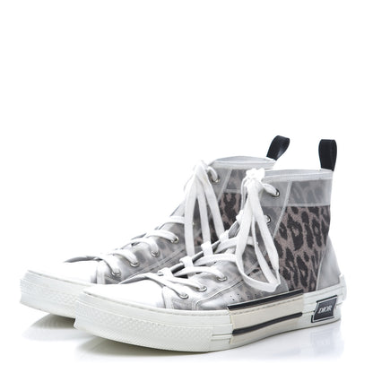 Christian Dior Canvas Leopard Print Mens B23 High Top Sneakers 45 White 3 of 10