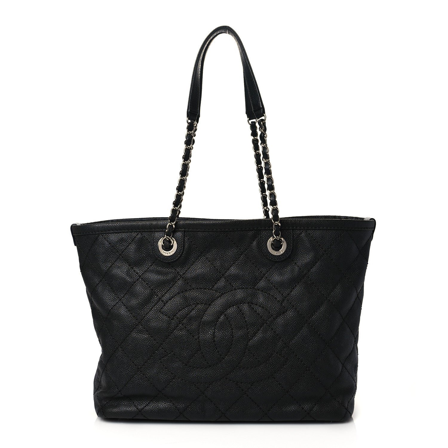 Chanel Grained Calfskin Quilted Small Daily Shopping Tote Black 1 of 10