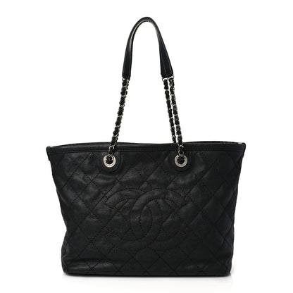 Chanel Grained Calfskin Quilted Small Daily Shopping Tote Black 1 of 10