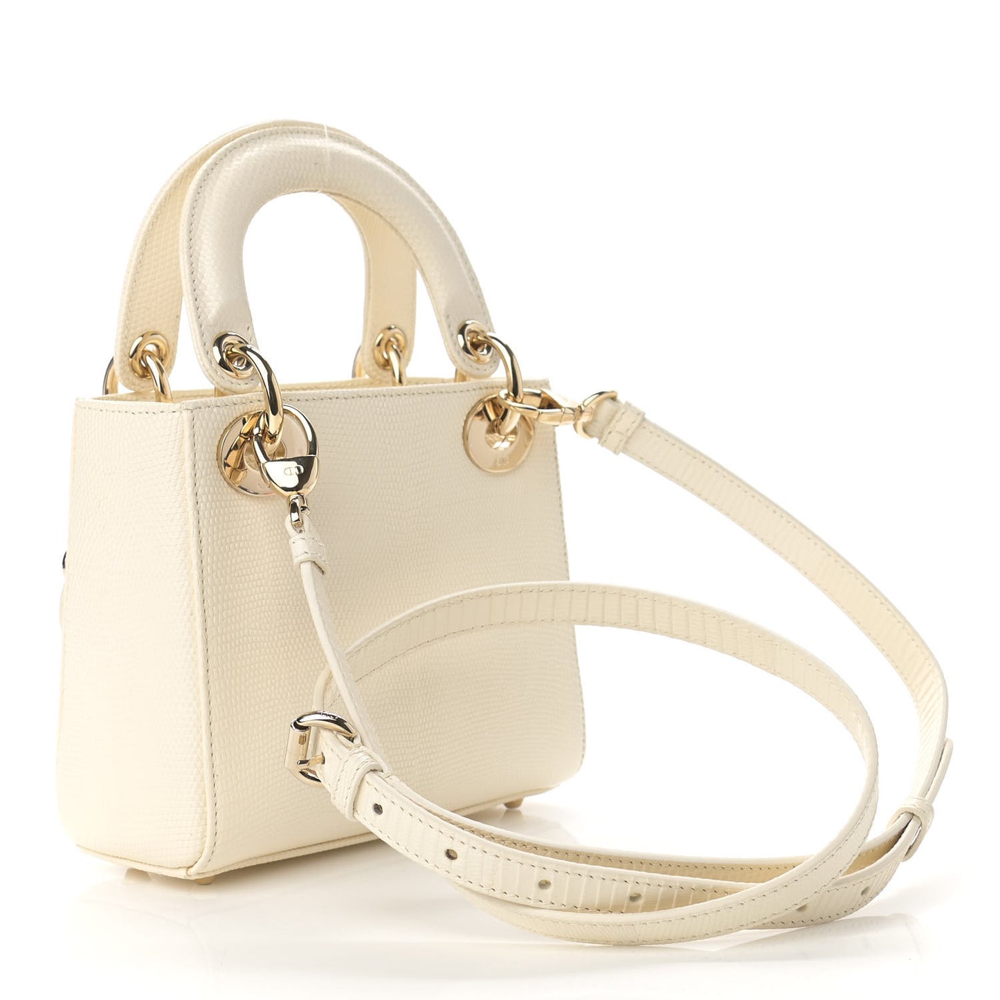 Lizard Mini Lady Dior White