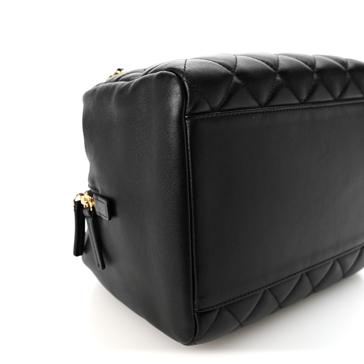 Lambskin Quilted Small Eyes On You Bowling Bag Black