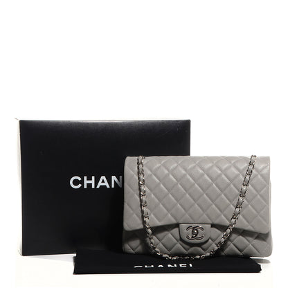 Chanel Caviar Maxi Double Flap Light Grey 9 of 9