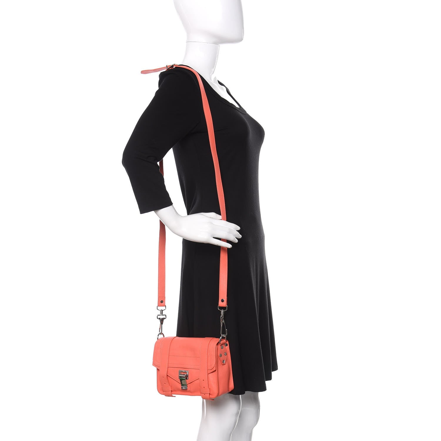 Proenza Schouler Lambskin PS1 Mini Pouch Messenger Bag Neon Coral 2 of 10