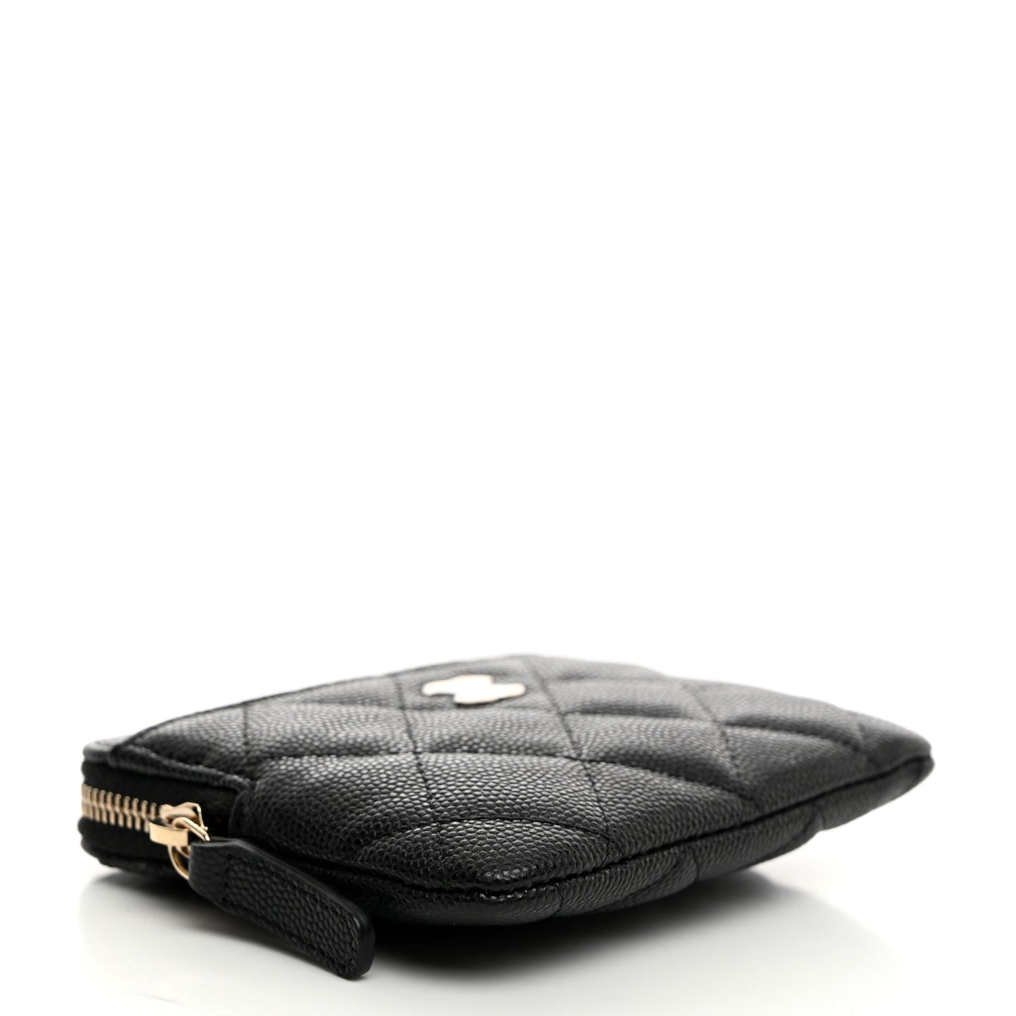 Caviar Quilted Zip Card Holder Wallet Black