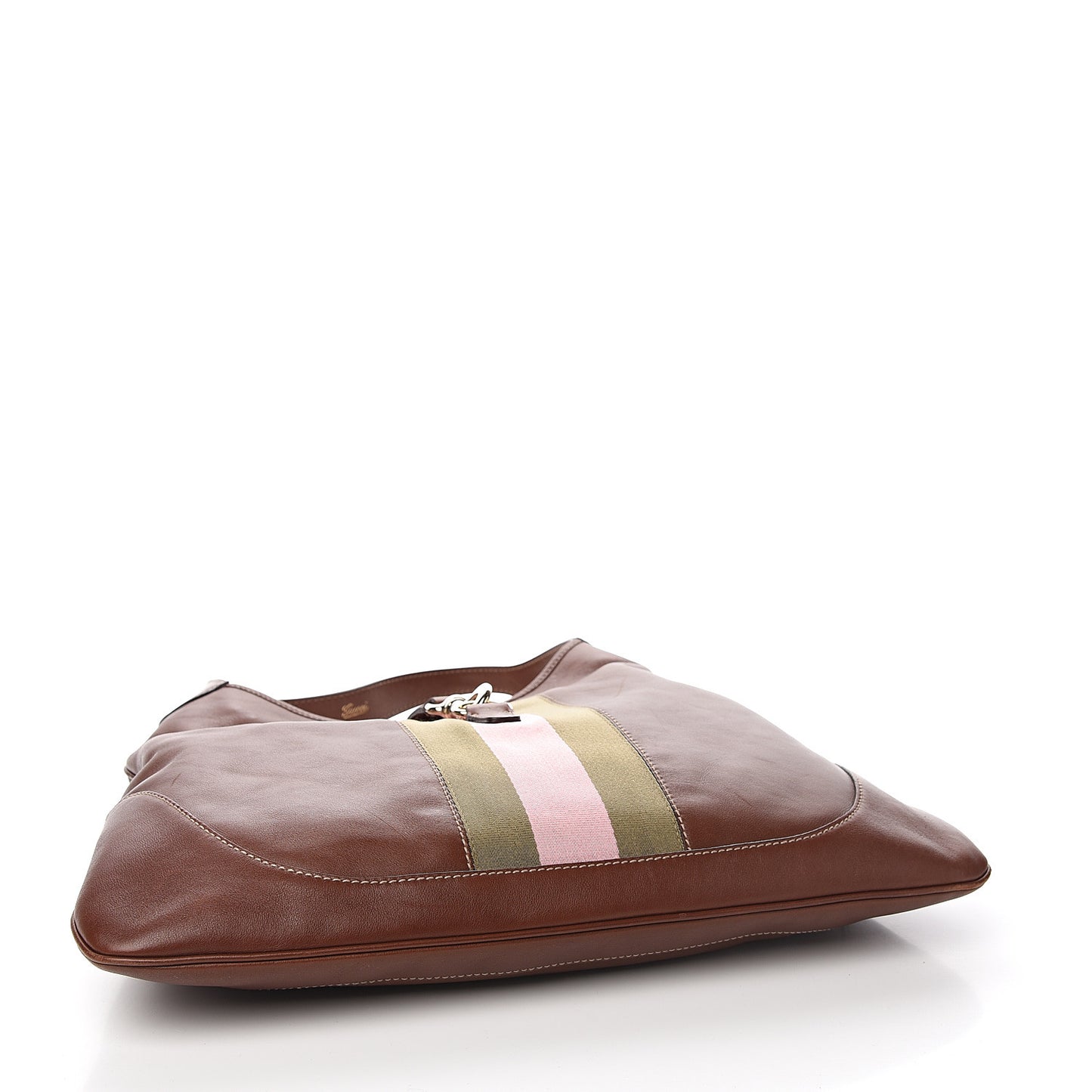 Calfskin Web Large Jackie O Bouvier Hobo Brown