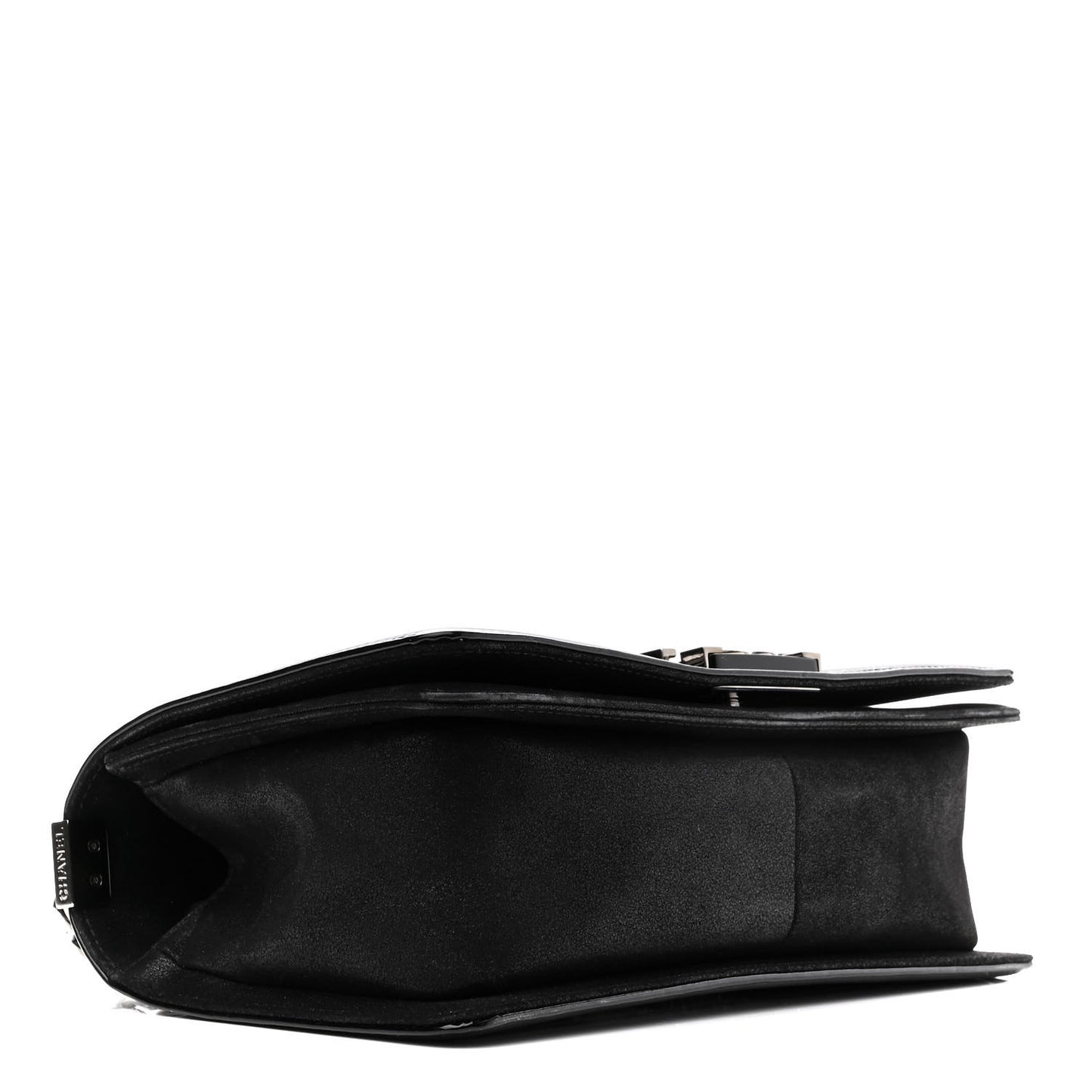 Patent Iridescent Calfskin Sequin Medium Boy Flap Bag Black