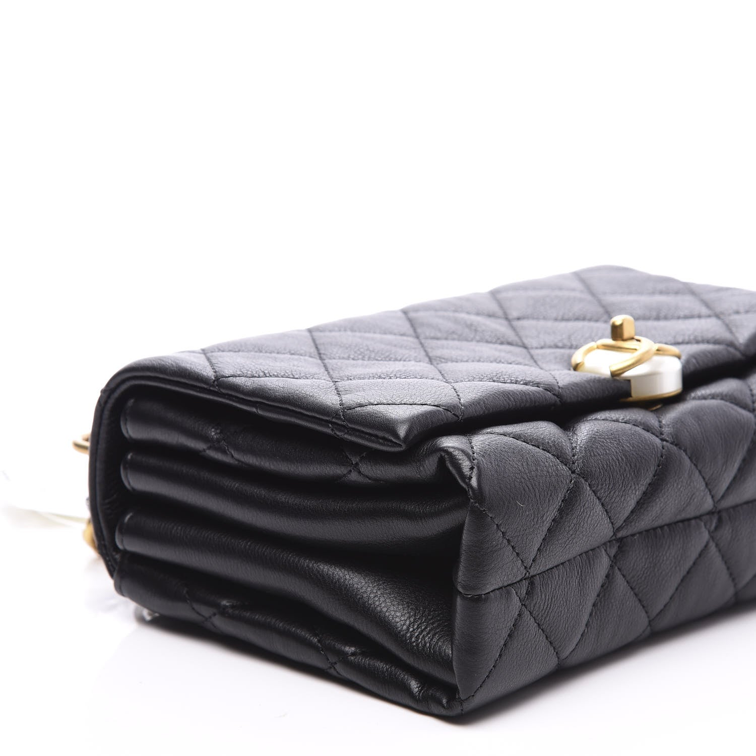 Chanel Calfskin Quilted Accordion Pearl CC Flap Bag Black 7 of 10