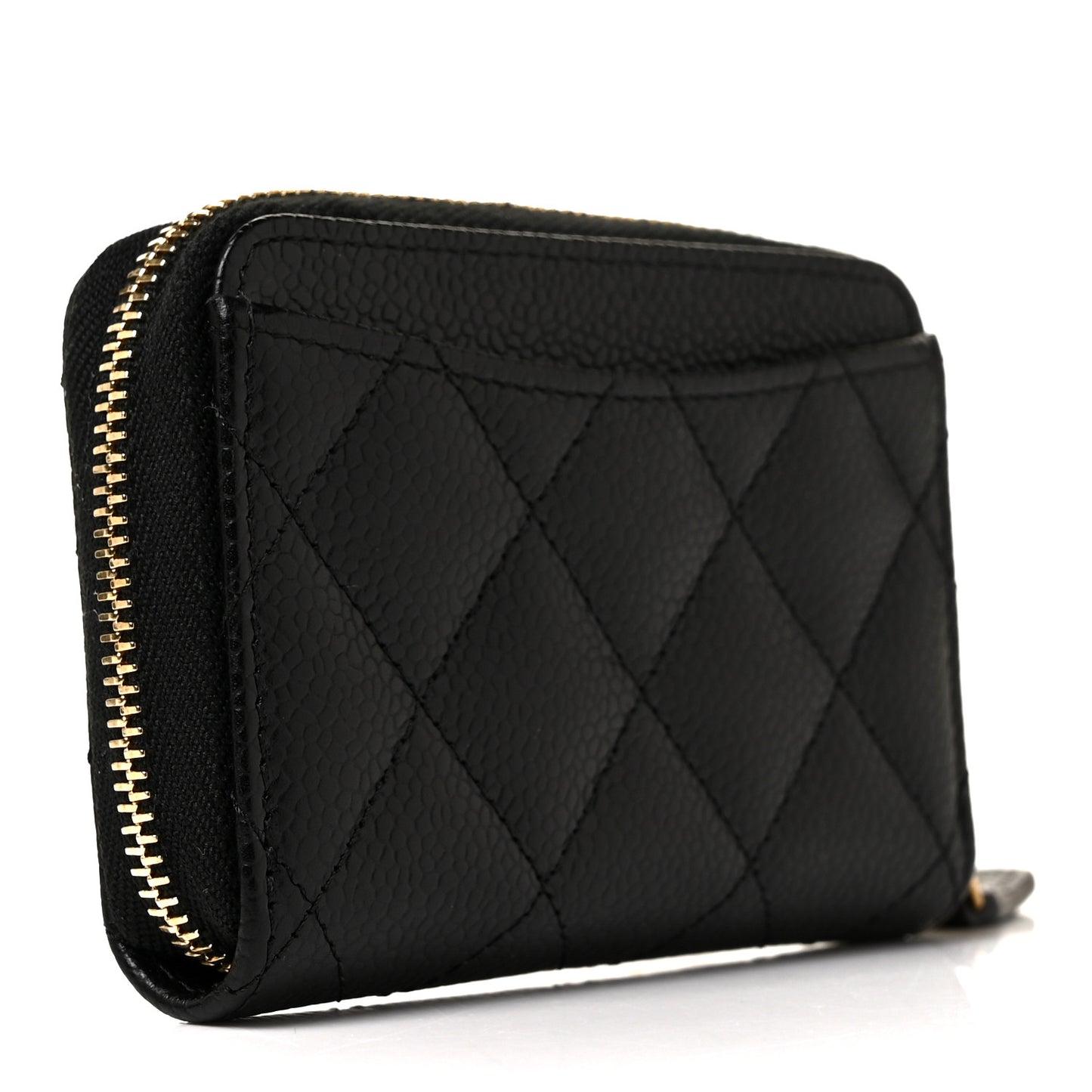 Caviar Quilted Classic Zipped Coin Purse Black