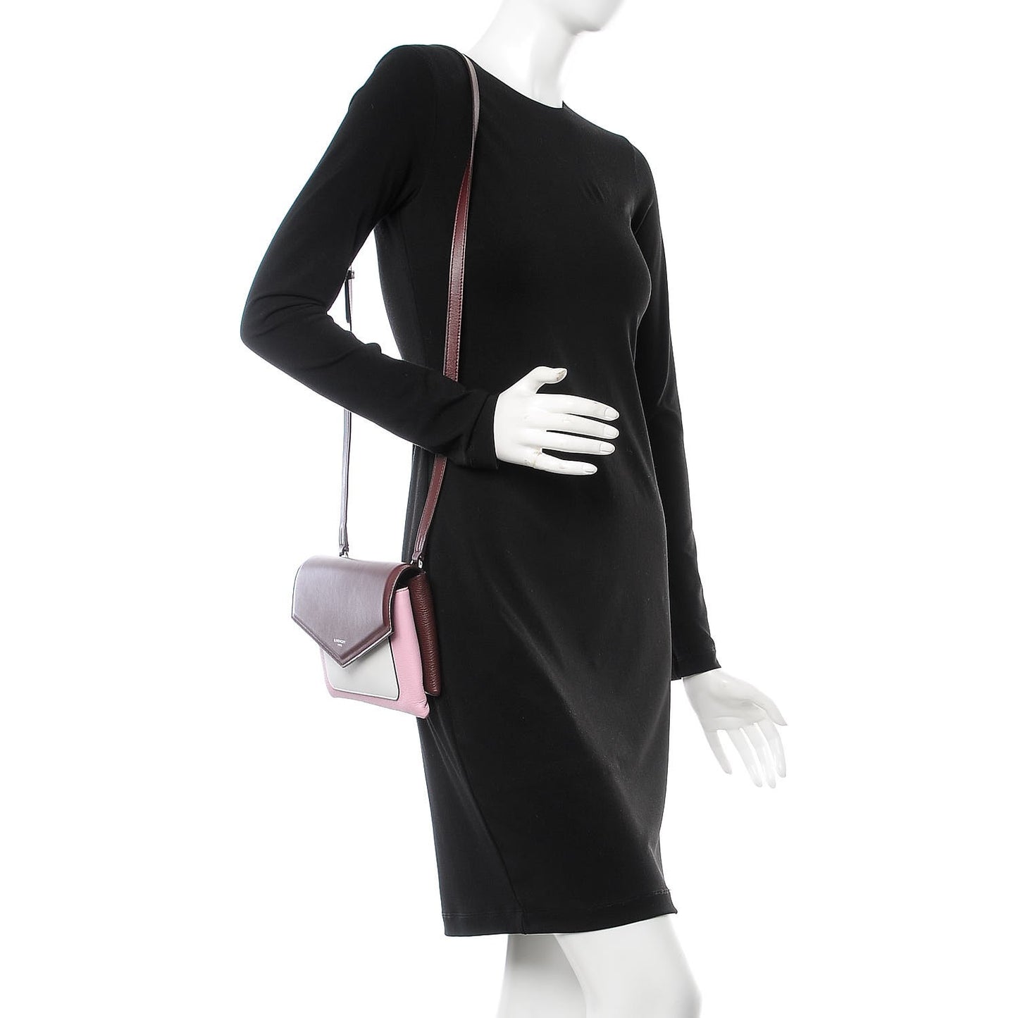 Calfskin Duetto Crossbody Bag Burgundy Pink