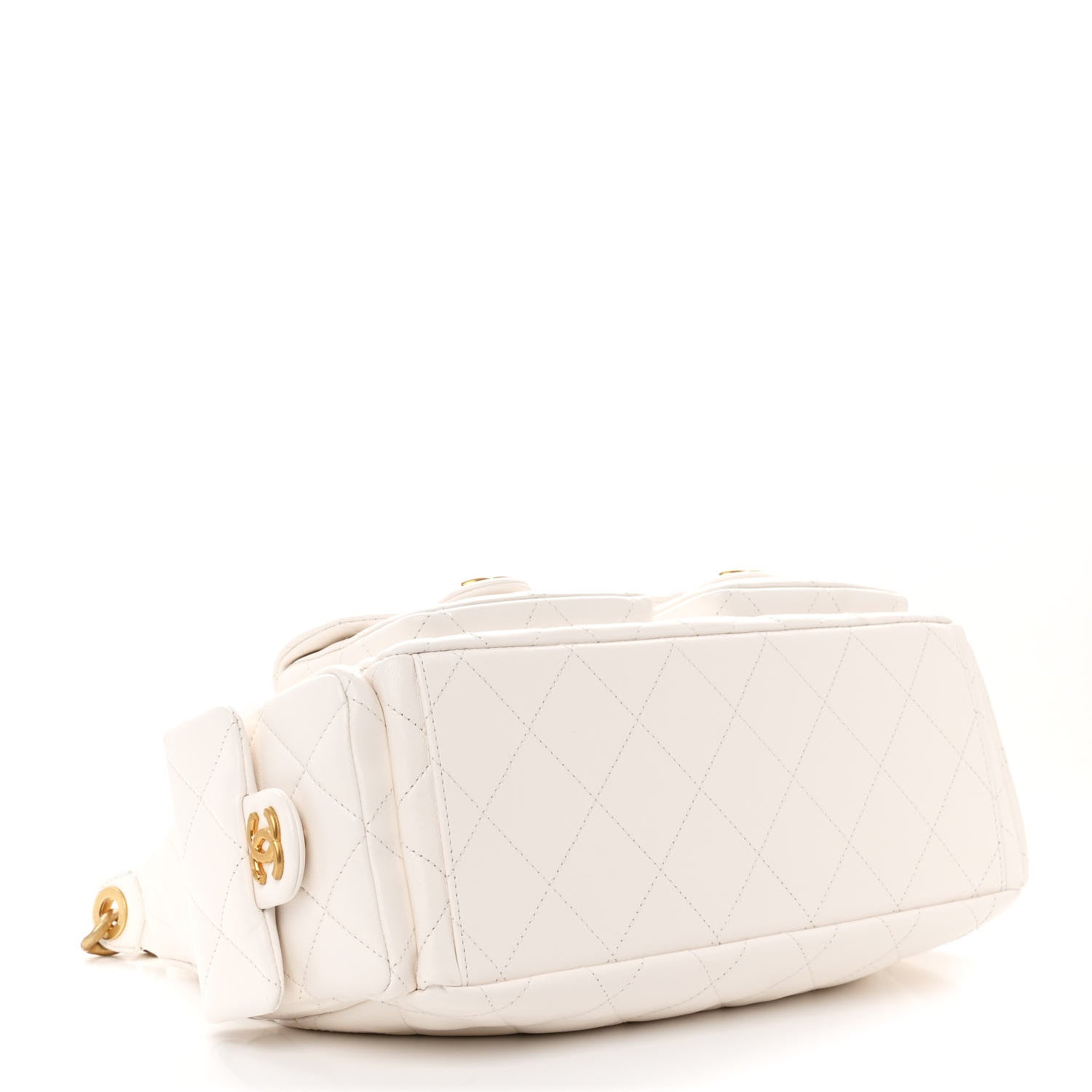 Chanel Shiny Lambskin Quilted Trendy Pockets Hobo White 4 of 11