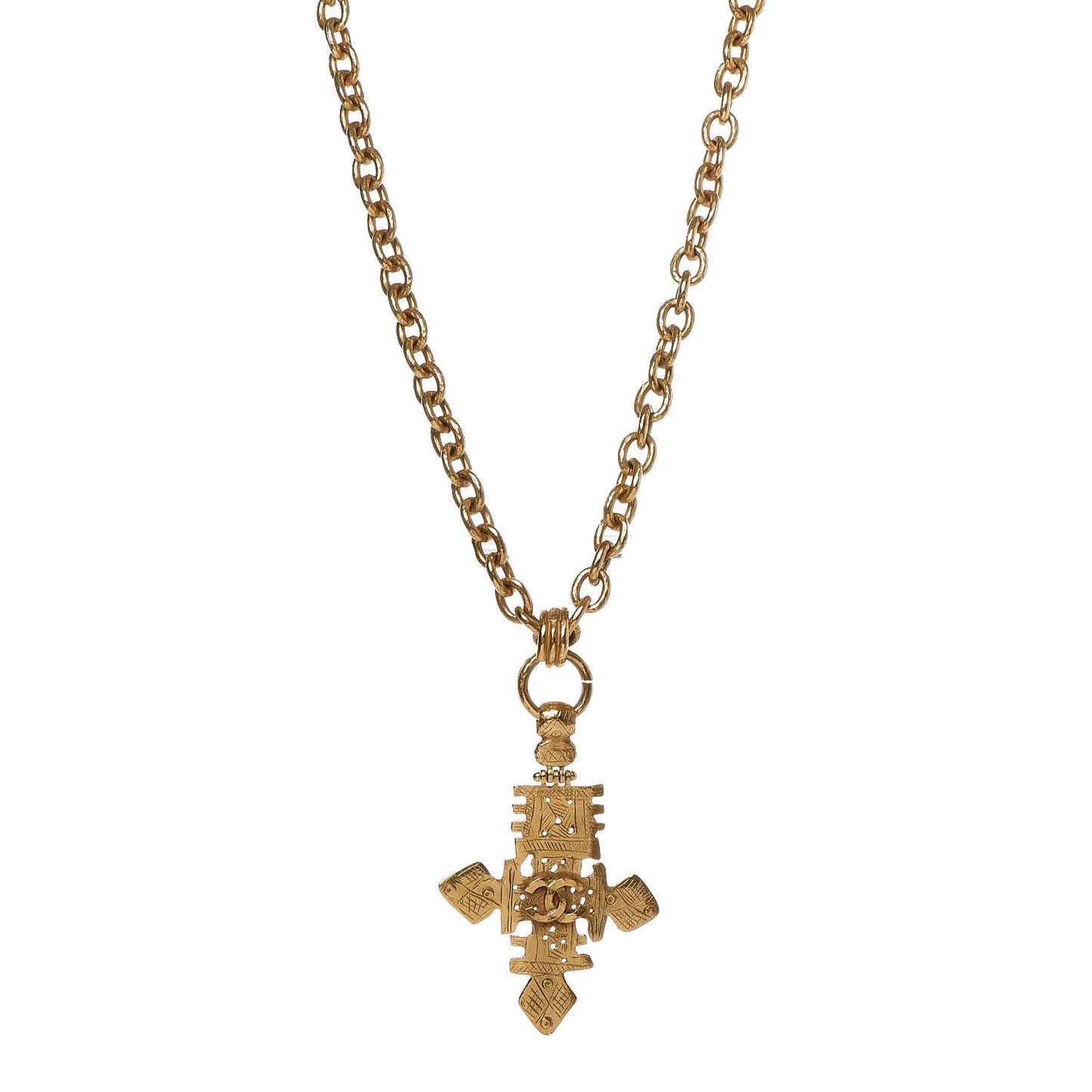 Chain CC Cross Necklace Gold