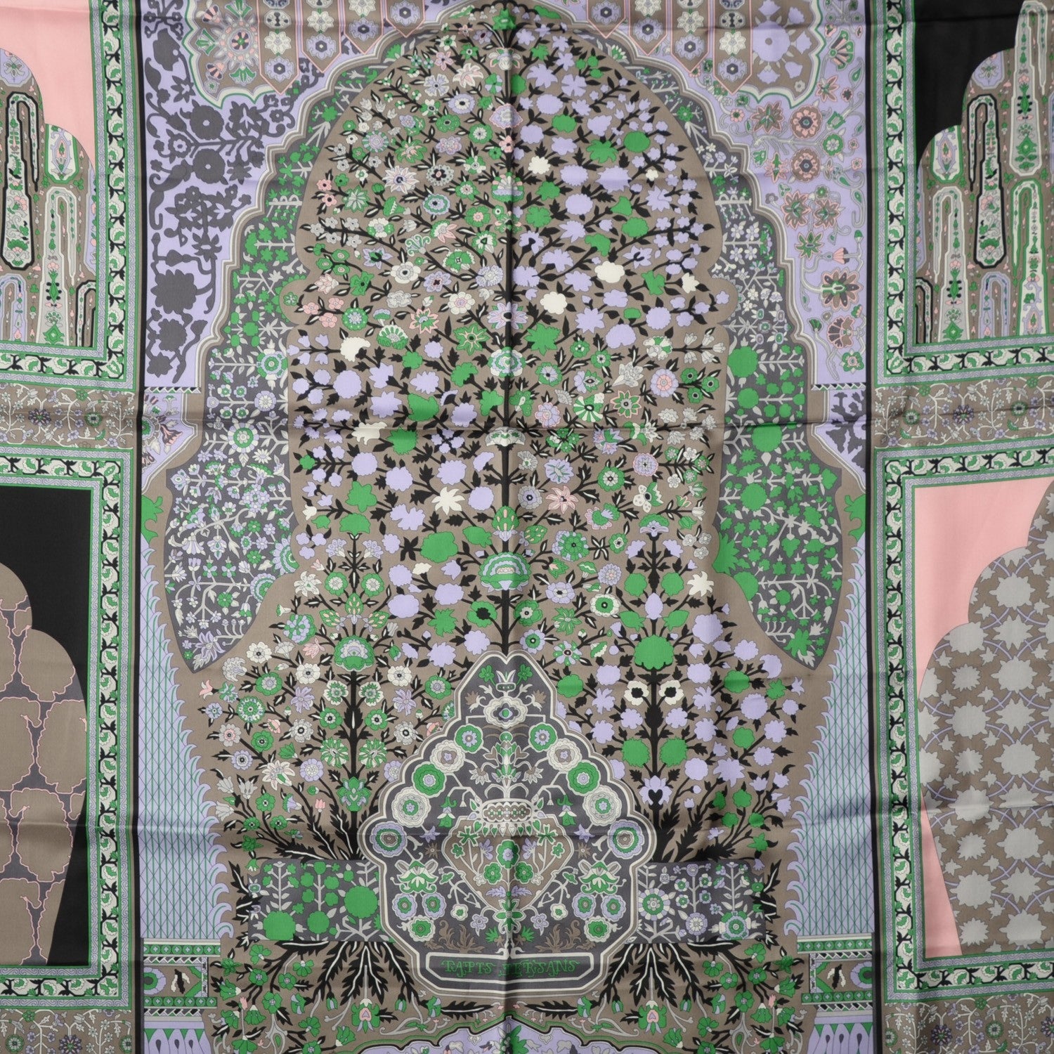 Hermes Silk Twill Tapis Persans Scarf 140 Lilac Anthracite Vert 1 of 7