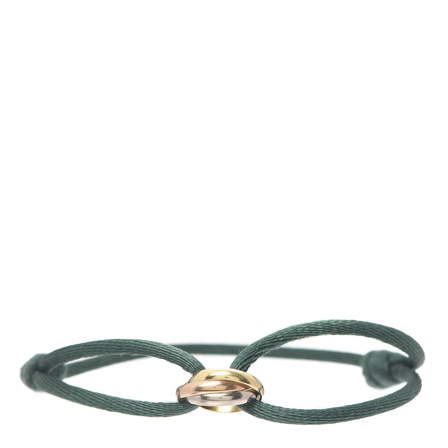 Cartier 18K Pink Yellow White Gold Trinity Adjustable Cord Bracelet Green 1 of 5