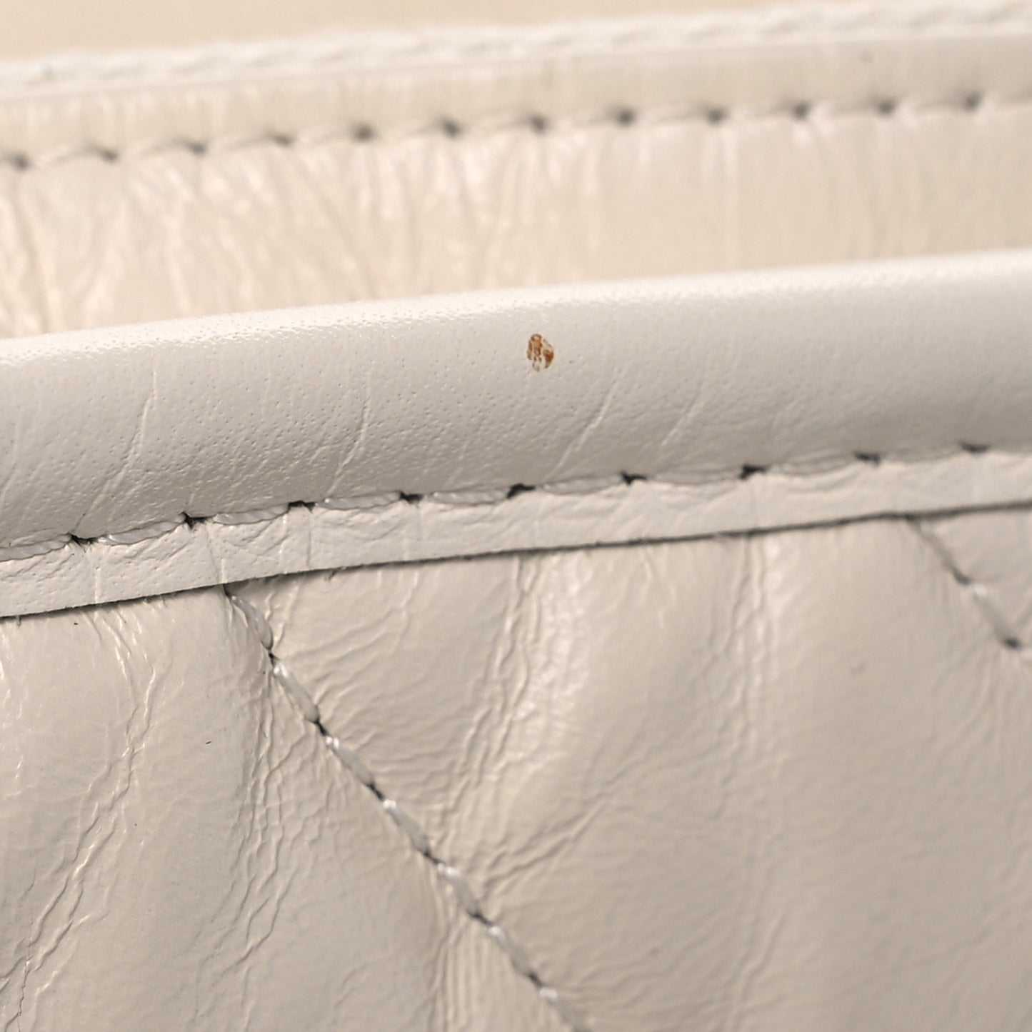 Aged Calfskin Chevron Quilted Small Gabrielle Hobo White