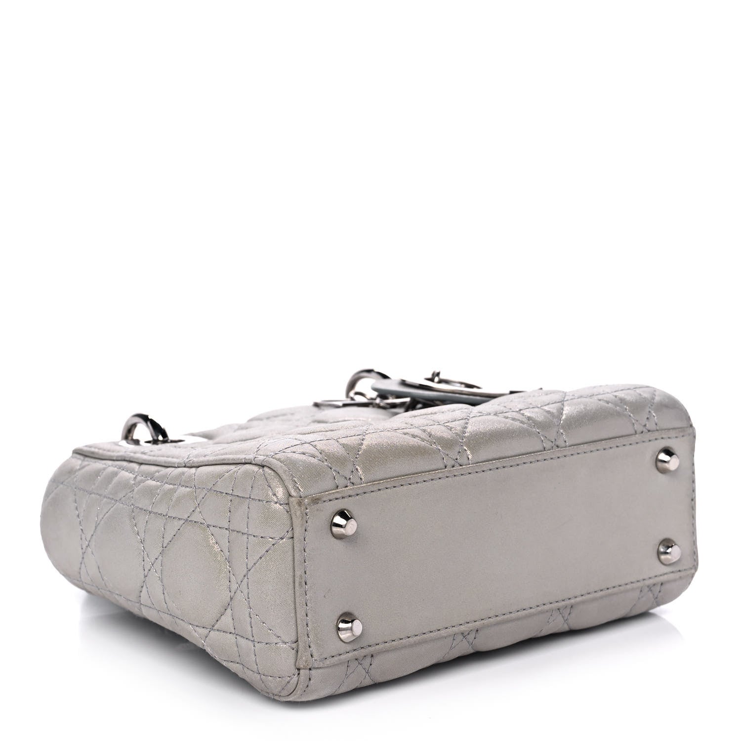 Christian Dior Metallic Lambskin Cannage Mini Lady Dior Silver 3 of 9