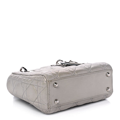 Christian Dior Metallic Lambskin Cannage Mini Lady Dior Silver 3 of 9