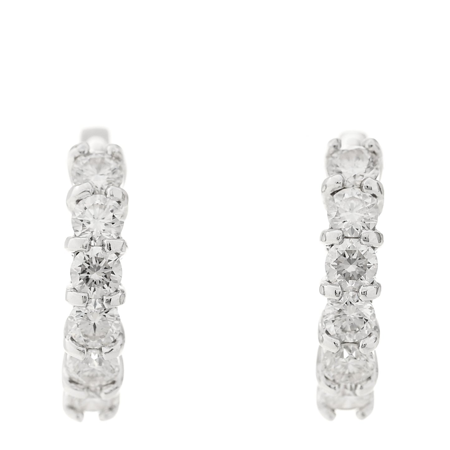 18K White Gold Diamond .70ct Huggie Hoop Earrings